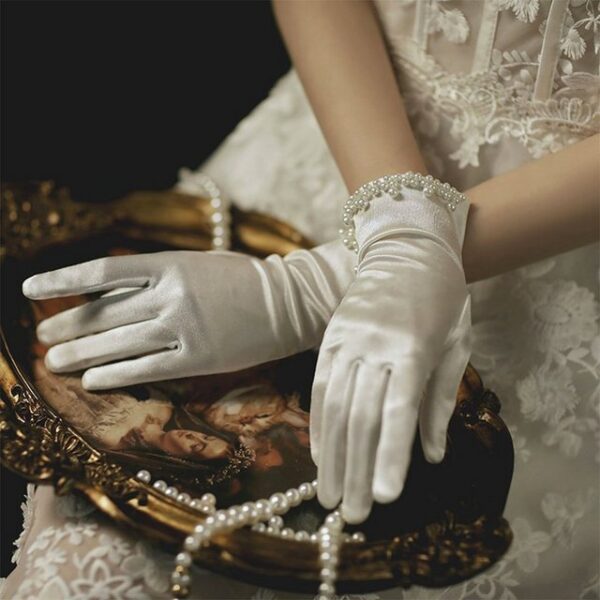 DÖRÖY Abendhandschuhe Perlenhandschuhe für das Brautkleid, modische französische Handschuhe