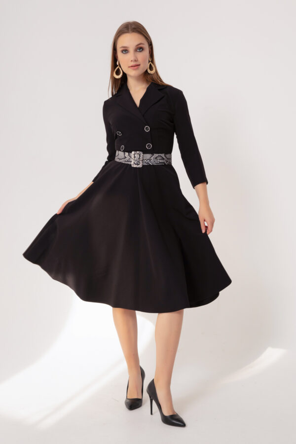 Lafaba Women's Black Pleated Midi Dress