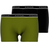 TOM TAILOR Boxershorts TOM TAILOR Herren Hip Pants grün uni 2er Pack (2-St)