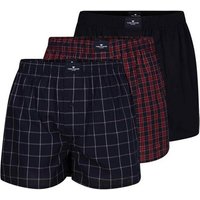 TOM TAILOR Boxershorts TOM TAILOR Herren Boxershort rot kariert 3er Pack (3-St)