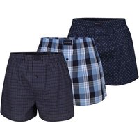 TOM TAILOR Boxershorts TOM TAILOR Herren Boxershort blau kariert 3er Pack (3-St)