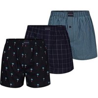 TOM TAILOR Boxershorts TOM TAILOR Herren Boxershort blau kariert 3er Pack (3-St)