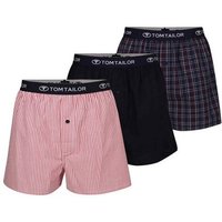 TOM TAILOR Boxershorts TOM TAILOR Herren Boxershort rot bedruckt 3er Pack (3-St)