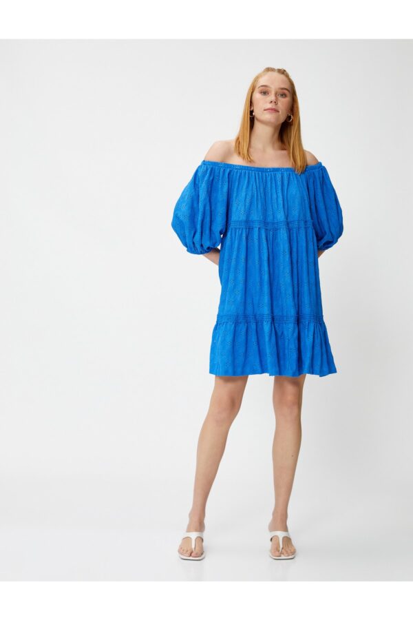 Koton Mini Scalloped Dress Off The Shoulder With Lining