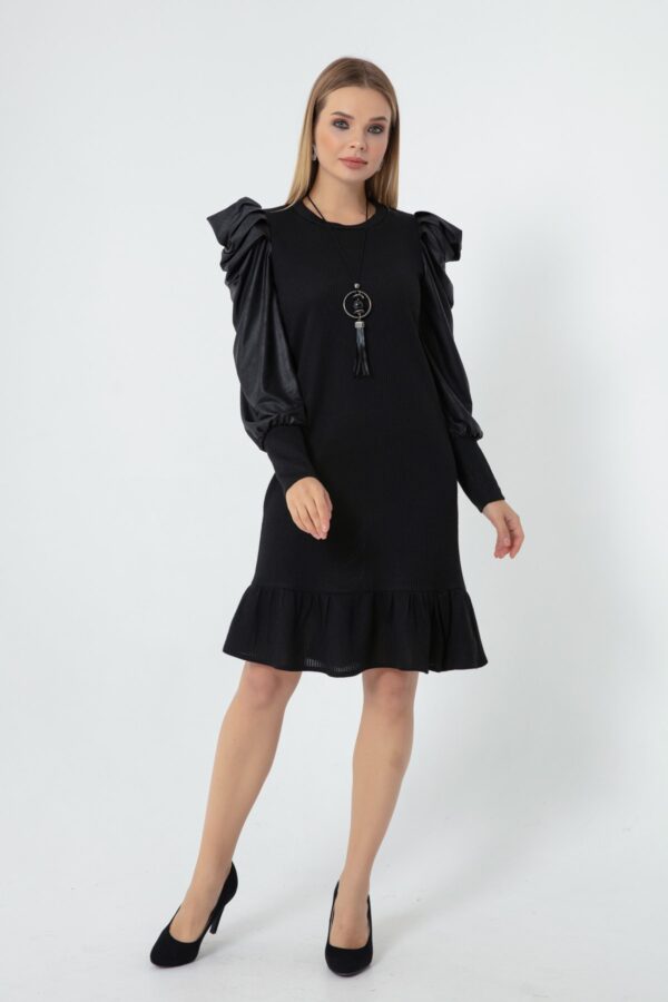 Lafaba Women's Black Knitted Dress with Garnish