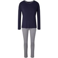 TOM TAILOR Damen Langes Pyjama Set mit Streifenhose