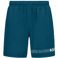 BOSS Badeshorts Dolphin mit umlaufendem Markenschriftzug auf dem linken Bein