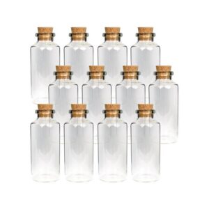 Bestlivings Vorratsglas Fläschchen mit Korken Mix, Glas, (2cm x 5cm, 12-tlg., 10ml), Reagenzglas für Hochzeit - Mini Gläser Gastgeschenke Glasfläschchen