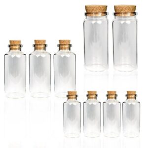 Bestlivings Vorratsglas Fläschchen mit Korken Mix, Glas, (Mix, 12-tlg., 10ml - 50ml), Reagenzglas für Hochzeit - Mini Gläser Gastgeschenke Glasfläschchen