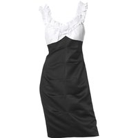 Damen Cocktailkleid Etuikleid Minikleid schwarz weiß Satin Kleid Abiball