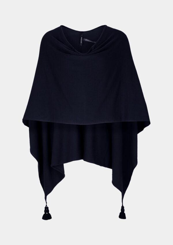 Feinstrick-Poncho mit Quasten   Material: Obermaterial: 81% Viskose