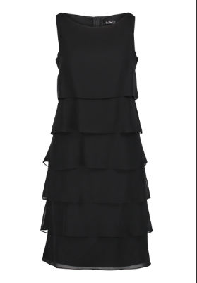 Kurzes figurbetontes Kleid von Vera Mont. In leichter Lagenoptik in der Farbe schwarz. Passform: Figurumspielend Muster: Unifarben  Futter: 100% Polyester Pflegehinweise: 30°C Pflegeleicht