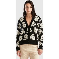 United Colors of Benetton Strickjacke mit Blumen-Strickmuster