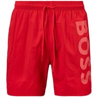 BOSS Badeshorts Octopus mit kontrastfarbenem BOSS Logo-Schriftzug auf dem Bein