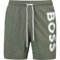 BOSS Badeshorts Octopus mit kontrastfarbenem BOSS Logo-Schriftzug auf dem Bein