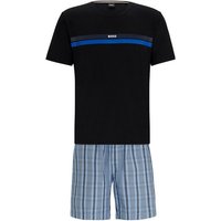 BOSS Pyjama Urban Short Set (2 tlg) mit Streifen und Markenschriftzug