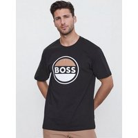 BOSS T-Shirt Herren Shirt HUGO BOSS Tessin mit Label-Stitching Weiß