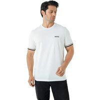 BOSS T-Shirt Hugo Boss Herren Shirt Kurzarm BOSS X MATTEO BERRETTINI mit waffelstruktur und signature-streifen-artwork