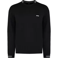 Baumwoll-Crew-Neck-Pullover Gerippte Strickkanten Hugo Boss