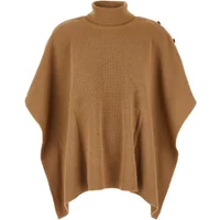 Beiges geripptes Wollmischung Poncho Hugo Boss