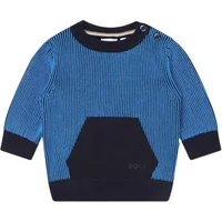 Bicolor Strickpullover mit Schulterknöpfen und Front-Kängurutasche Hugo Boss