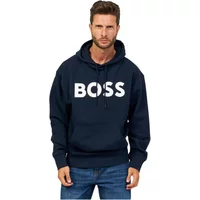 Blaue Kapuzenpullover mit Logoaufdruck Boss