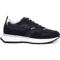 Blaue Ledersneakers mit Logo-Applikation Hugo Boss