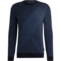 Blauer Jacquard-Strickpullover Hugo Boss