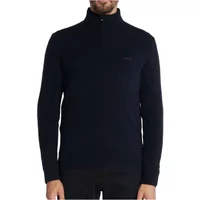 Blauer Pullover mit geripptem Kragen Hugo Boss