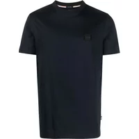 Blauer Rundhals Jersey Logo T-shirt Boss