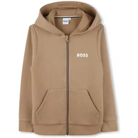 Brauner Hoodie Reißverschluss Pullover Logo Hugo Boss