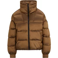 Damen Regular Fit Steppjacke aus glänzendem braunem Stoff Hugo Boss