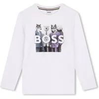 Dekoratives Vorderseite Langarm Baumwoll T-shirt Hugo Boss