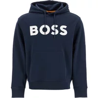 Gebürstete Baumwollkapuzenpullover mit Logodruck Boss