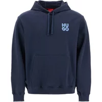 Gebürsteter Baumwollkapuzenpullover mit Logo Hugo Boss