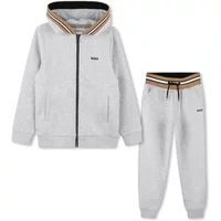 Gestreifter Logo-Druck Zip-Up Hoodie Set Hugo Boss