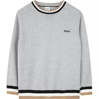 Gestreifter Logo Pullover Grau Hugo Boss