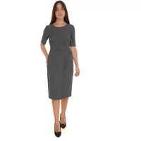 Glencheck Sheath Kleid mit Kurzen Ärmeln Boss