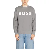 Grauer Langarm Rundhals Sweatshirt Boss