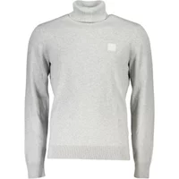 Grauer Rollkragenpullover mit Stickerei Hugo Boss