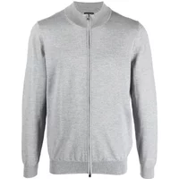 Grauer Woll-Cardigan Pullover Boss