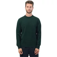 Grüner Wollpullover mit geripptem Saum Hugo Boss