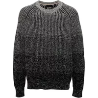 Häkelstrickpullover Grau Rundhalsausschnitt Hugo Boss