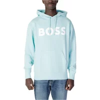 Hellblaues Bedrucktes Kapuzen-Sweatshirt Boss