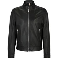 Herren Regular Fit Lederjacke mit Mandarin-Kragen Hugo Boss