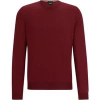 Herren Regular Fit Wollpullover in Dunkelrot Hugo Boss