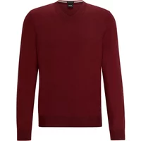 Herren V-Ausschnitt Pullover aus reiner Wolle in Dunkelrot Hugo Boss