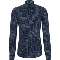 Innovatives Slim Fit Kent Kragenhemd mit Monogramm-Print Hugo Boss