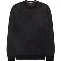 Jacquard Wollpullover in Schwarz Boss