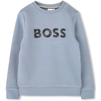 Klares Blaues Crewneck Sweatshirt Geprägtes Logo Hugo Boss